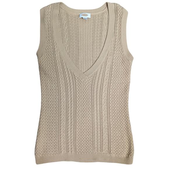 VTG Sweater Vest Women Medium Cableknit Preppy Academia Fisherman Cashmere Blend - Picture 1 of 5